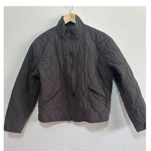 Lucky Brand Jackets & Blazers - Lucky Brand Quilted Jacket Dark Gray Mock Neck Zip Pockets Women M